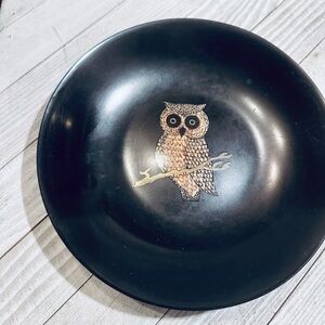 Vintage Couroc Owl On Branch Decorative Serving Bowl Mid Century Modern